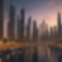 Breathtaking view of Dubai Marina skyline at sunset
