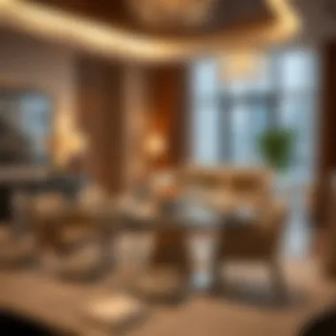 Elegant dining setup in a luxury studio