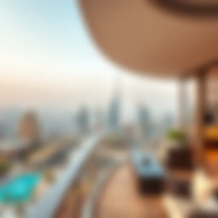 Breathtaking skyline view from the Montrell balcony illustrating Dubai's luxury