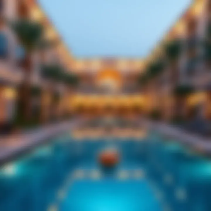 Lavish Pool Area at Nakheel Residential Complex Lavish pool area at Nakheel residential complex