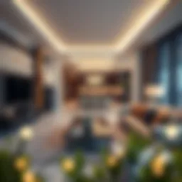 Luxurious hotel apartment living room with modern decor