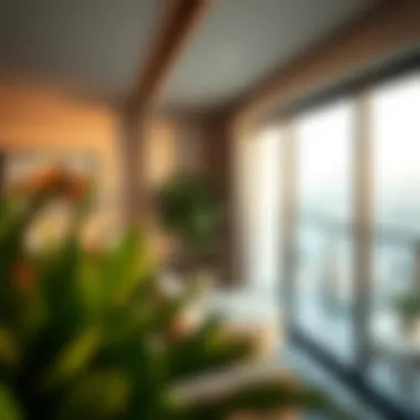 Serene balcony view from a one bedroom luxury apartment