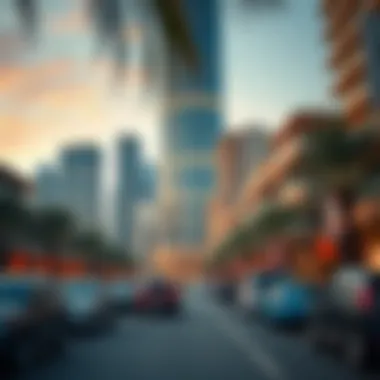 Vibrant neighborhood surrounding Opus Tower