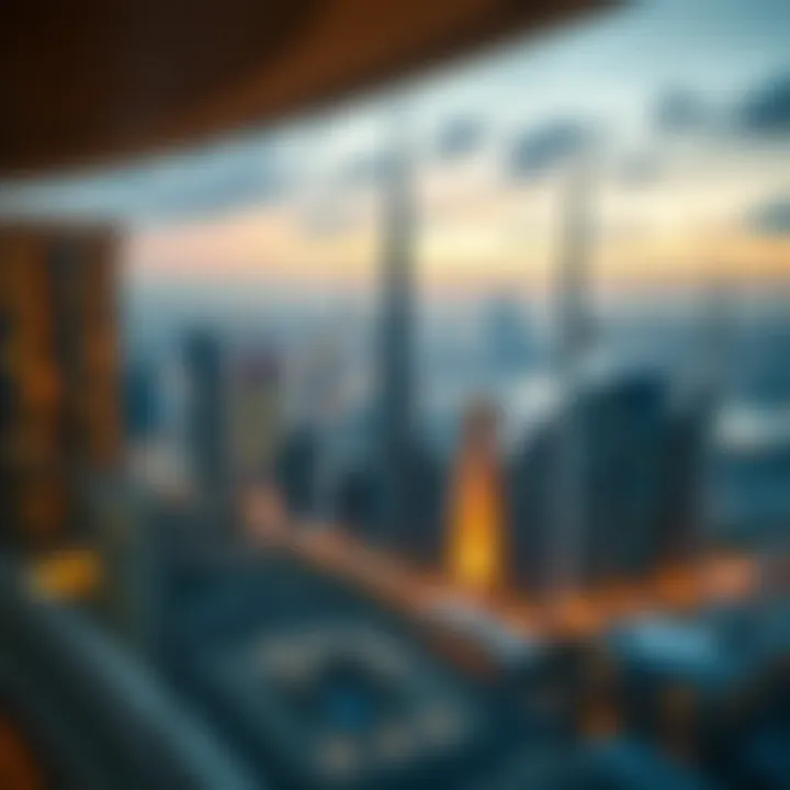 Dubai Skyline and Luxury Living Aerial view of Dubai skyline showcasing luxury apartments