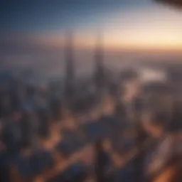 Panoramic view of Dubai skyline from a luxury apartment balcony