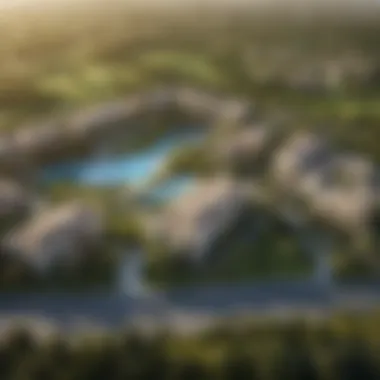 Aerial View of Sobha Hartland Greens An aerial view highlighting the prime location of Sobha Hartland Greens in Dubai