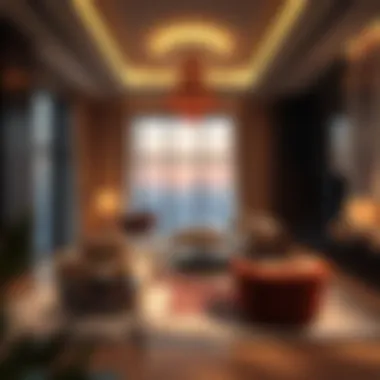 Luxurious interior lounge area highlighting modern design and comfort