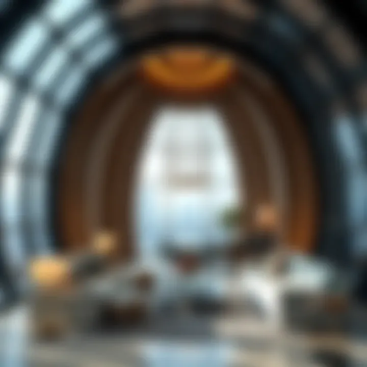 Interior showcasing modern design elements within a dome tower
