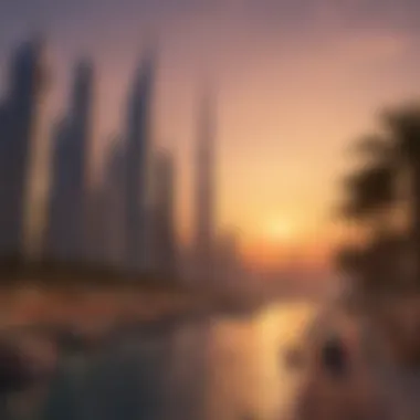 Sunset Over the Dubai Corniche Breathtaking view of the Dubai Corniche at sunset