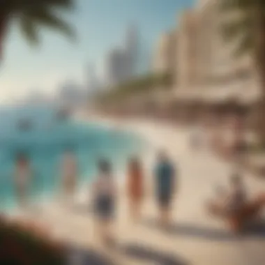 Families enjoying leisure activities at Dubai Corniche