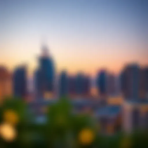 Luxurious Dubai Liwan skyline at sunset