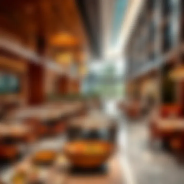 A serene dining area in the Golden Mile Galleria featuring diverse culinary options