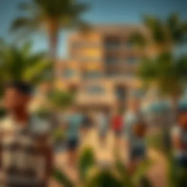 Vibrant Community Scene Around Golden Sands Hotel Apartments Vibrant community scene around Golden Sands Hotel Apartments illustrating local culture