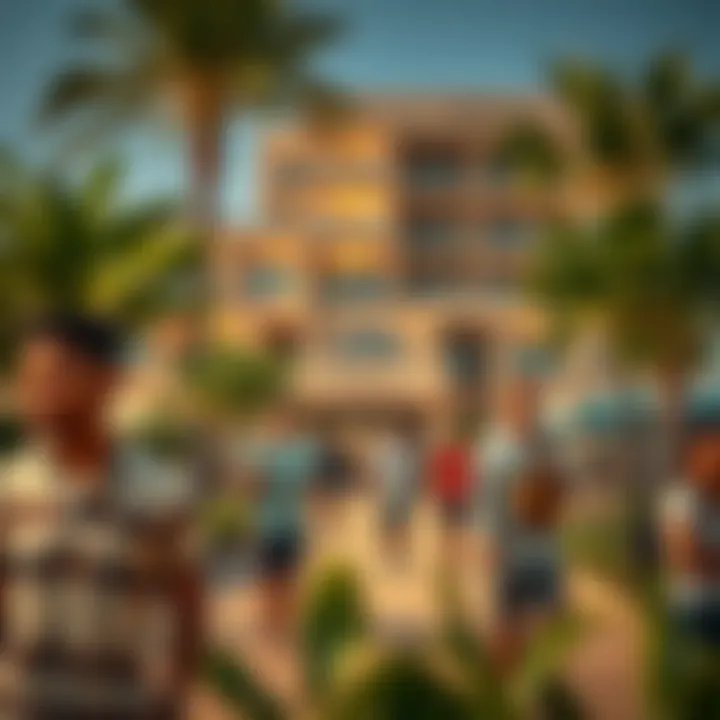 Vibrant Community Scene Around Golden Sands Hotel Apartments Vibrant community scene around Golden Sands Hotel Apartments illustrating local culture