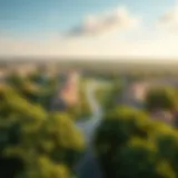 Aerial view of the Green Park community showcasing lush greenery