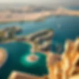 Aerial view of Al Marjan Island showcasing luxurious properties and lush landscapes