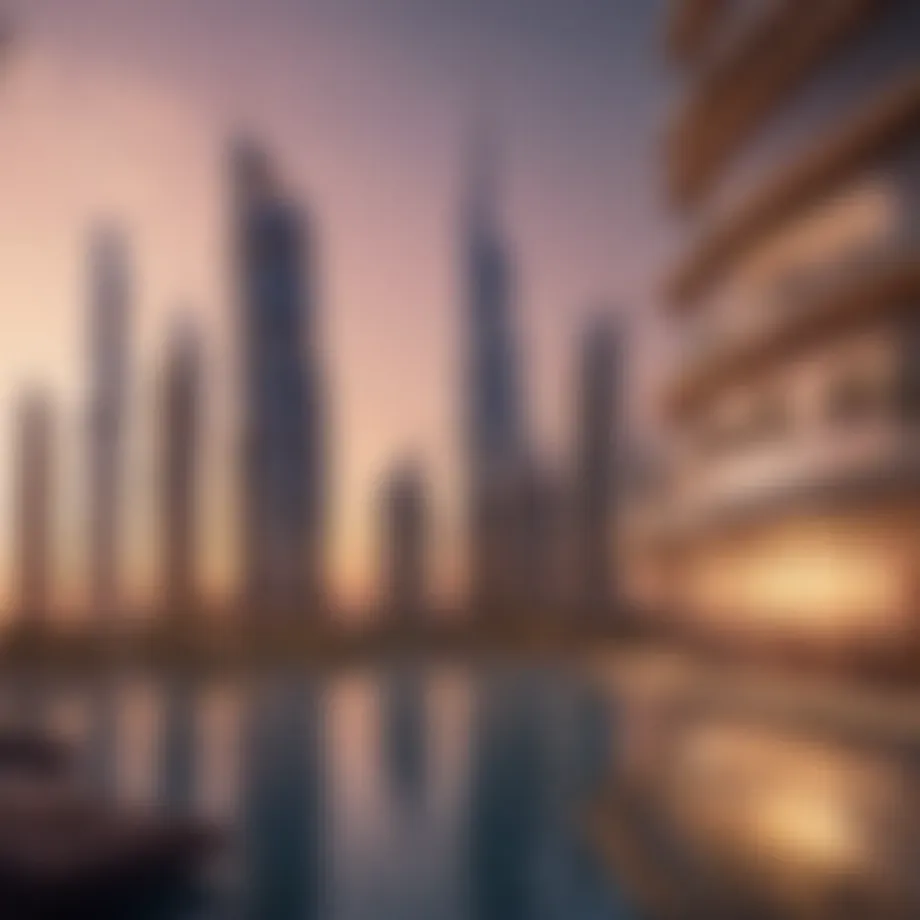 Stunning skyline of The Square in Dubai at sunset