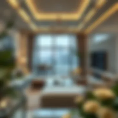Elegant Apartment Interiors Luxurious living room interior of an apartment at Water Edge Yas
