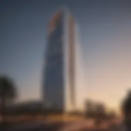 Stunning facade of Wasl Tower showcasing modern architecture