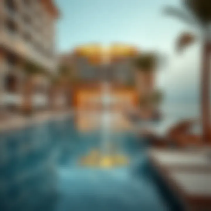 Luxurious Poolside Experience at Fairmont Abu Dhabi Marina Luxurious poolside area at Fairmont Abu Dhabi Marina with sun loungers
