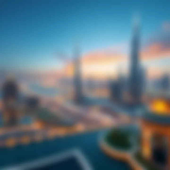 Breathtaking Dubai Skyline Panoramic view of Dubai skyline with luxury real estate