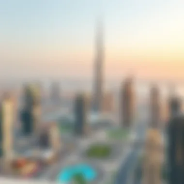 Panoramic city skyline view from Garhoud Tower 1