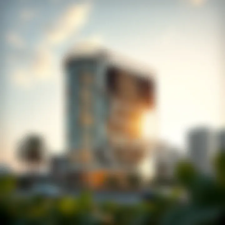 Innovative Sustainable Architecture Innovative architectural design of a luxury building that highlights sustainability and elegance.