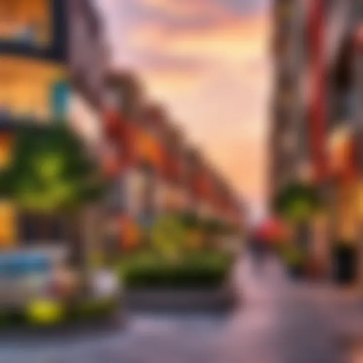 Lifestyle and Luxury: The Neighborhood of Insignia Dubai Vibrant neighborhood showcasing upscale amenities and lifestyle