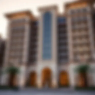 Stunning facade of a luxurious residential building