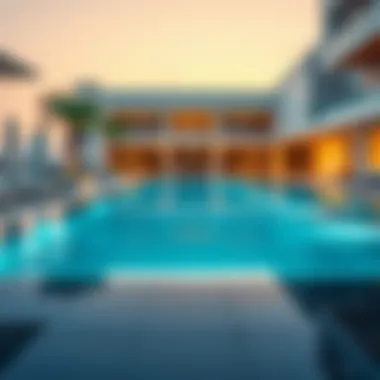 Modern amenities at Liv Residence Marina pool area