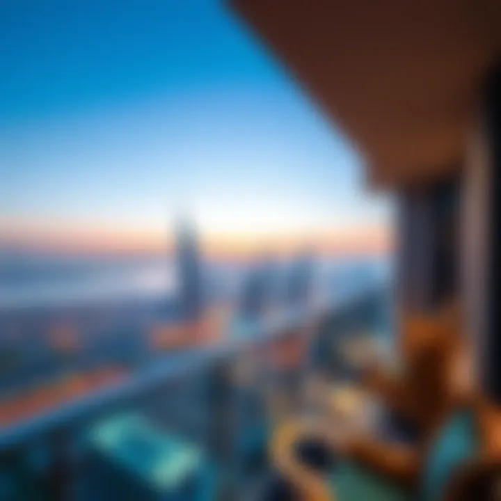 Stunning view of the Dubai skyline from the Liwa Residence balcony.