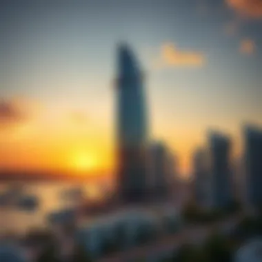 Stunning Sunset at Marina Heights Tower View of Marina Heights Tower against a sunset backdrop