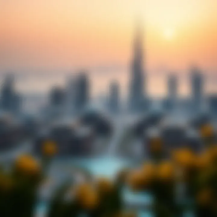 Scenic view of Dubai skyline from the residential complex