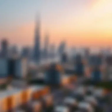Overview of Dubai skyline with residential buildings