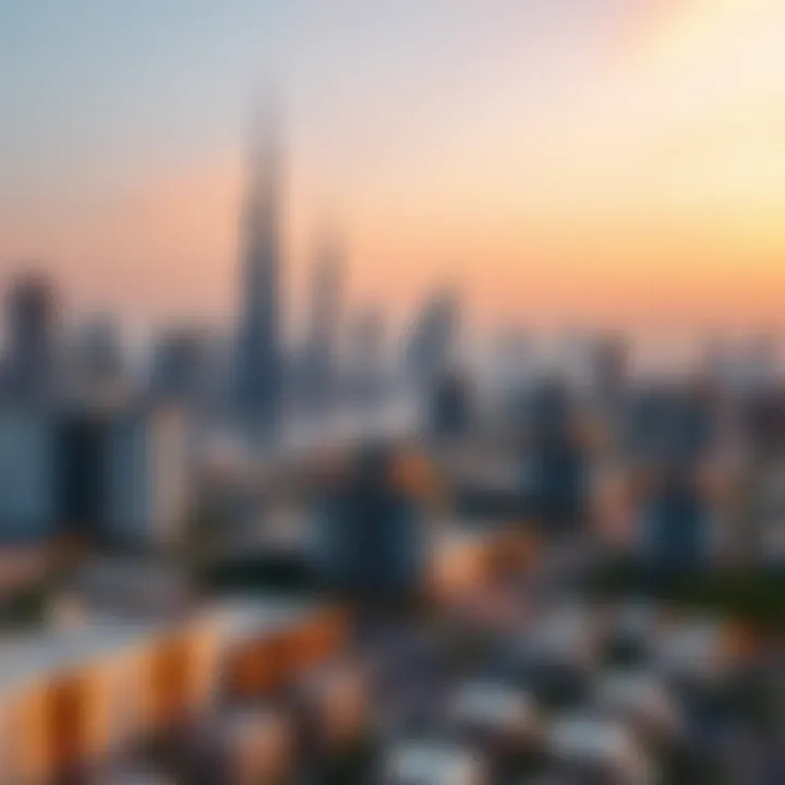 Overview of Dubai skyline with residential buildings
