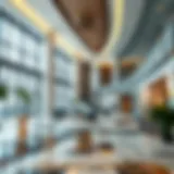Luxurious hotel lobby in Dubai showcasing modern architecture