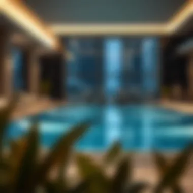 Amenities such as pool and gym at Noor Apartments