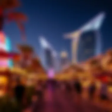 Vibrant Nightlife of Palm Jumeirah Vibrant nightlife scene with illuminated skyline