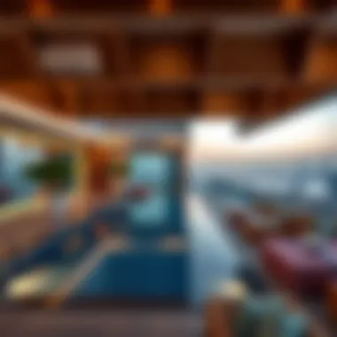 Skyline Retreat at Plazzo Heights Rooftop pool area with breathtaking views of Dubai skyline