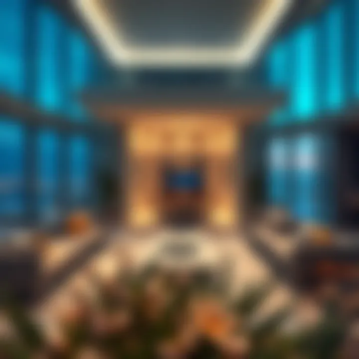 Modern interior of a penthouse suite in Sadaf Six with breathtaking views