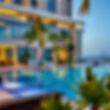 Refreshing Poolside Atmosphere Poolside view at Savoy Hotel Apartments in Dubai