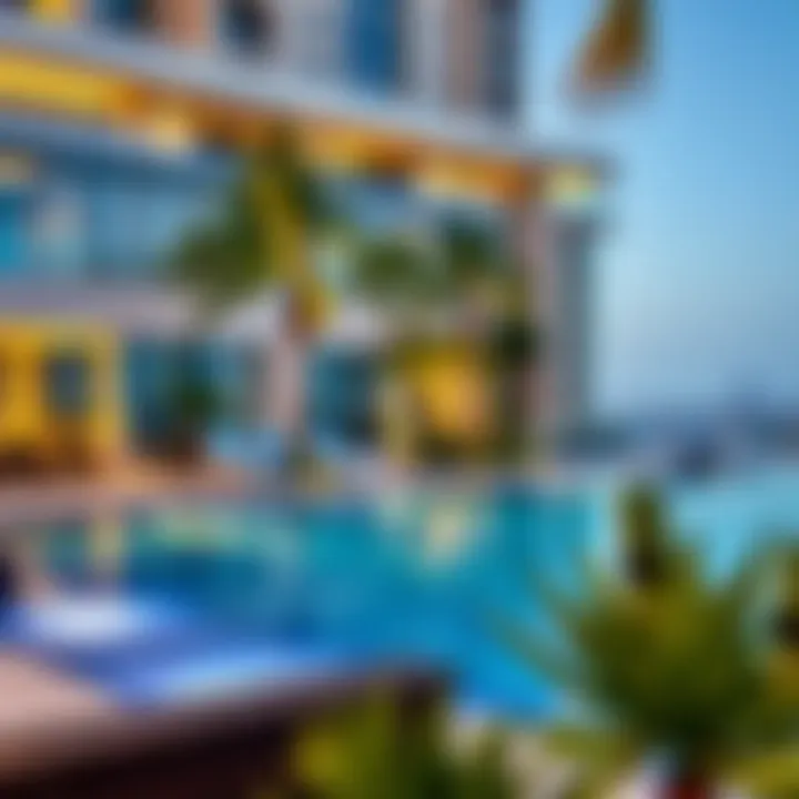 Refreshing Poolside Atmosphere Poolside view at Savoy Hotel Apartments in Dubai