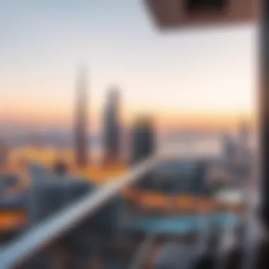 Breathtaking Skyline from Balcony Stunning skyline view from a high-end residence balcony