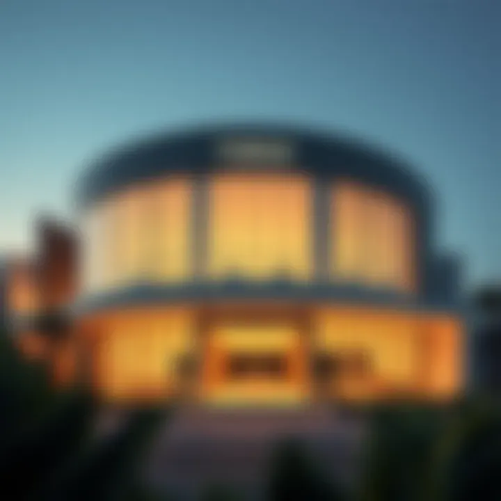 Exterior view of the Sobha Hartland Sales Gallery showcasing modern architecture