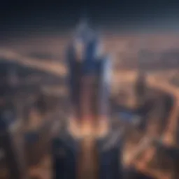 Aerial view showcasing the grandeur of Sparkle Tower against the Dubai skyline
