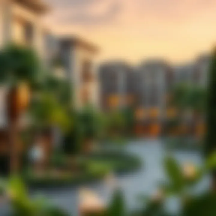 Luxury Residential Complex Luxurious residential complex with lush greenery and elegant design.