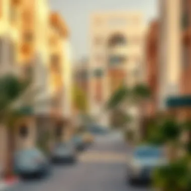 Vibrant neighborhood in Dubai with local amenities