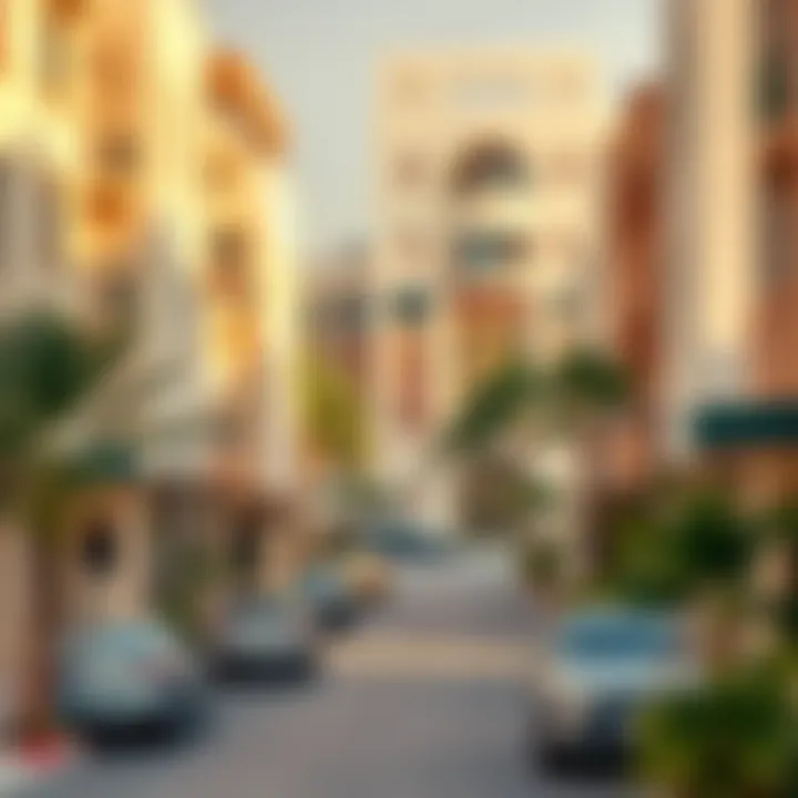 Vibrant neighborhood in Dubai with local amenities