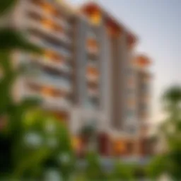 Luxurious exterior view of The 8 Palm apartment complex