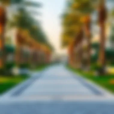 Serene landscape of Al Ain Oasis featuring lush palm trees and tranquil pathways